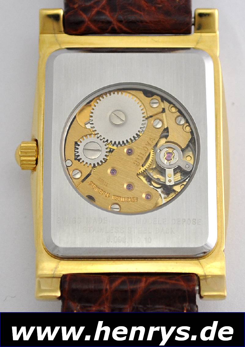 Detail b: BULOVA Herrenarmbanduhr, sog. Doctors-Watch, Schweiz um 1995, Rectangulärgeh. hartverg., M. ca. 42 x 28 mm, beids. Mineralvergl., Edelst. Bod. ...