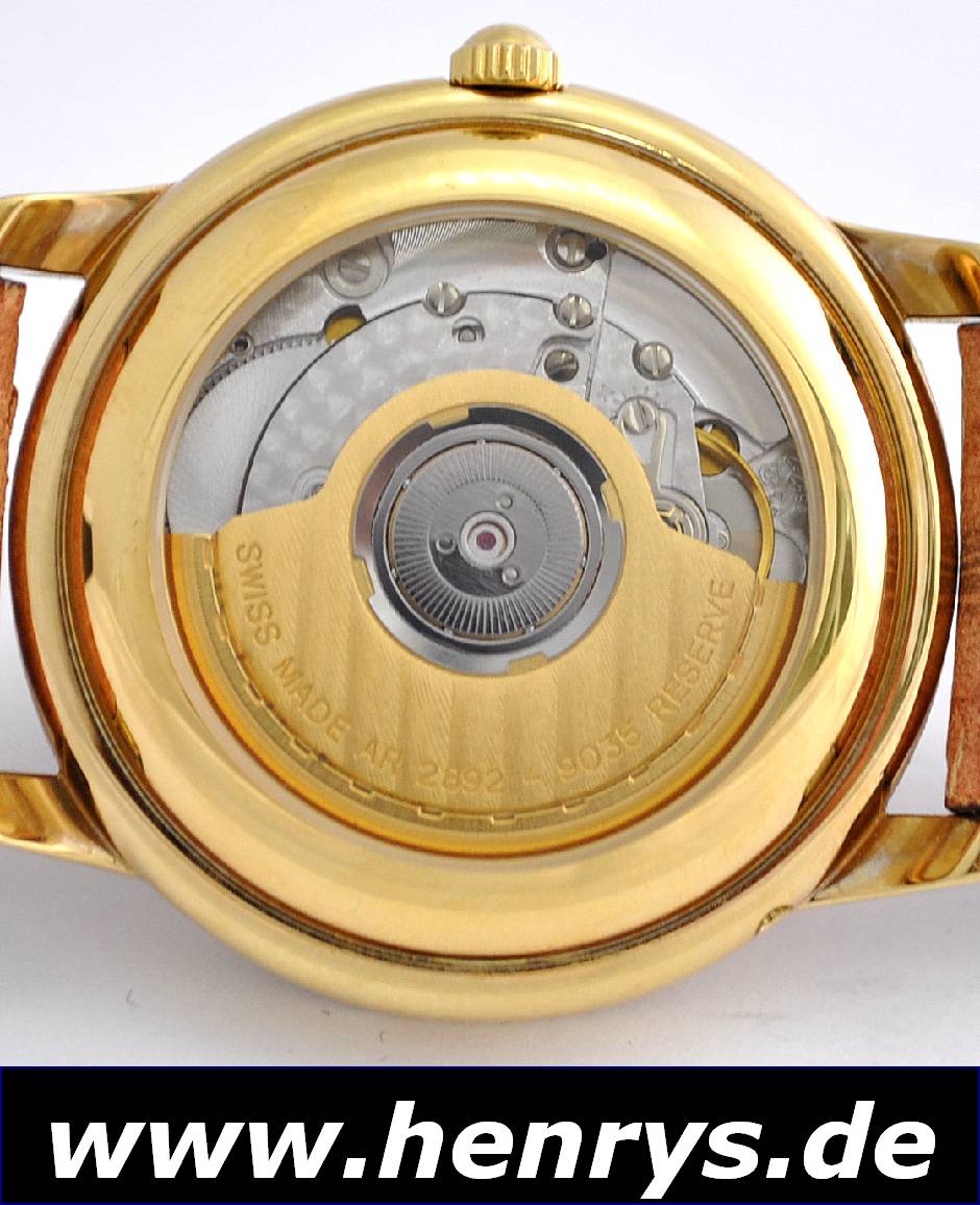 Detail b: AUGUSTE REYMOND Herrenarmbanduhr Reserve de Marche, Automatik, Ref. 49103, Schweiz um 1998, Metallgeh. hartverg., beids. Mineralver-gl., Anz. v. ...
