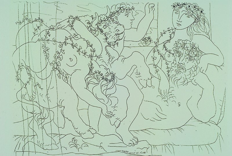 Picasso, Pablo, 1881-1973, 2 Lithographien aus der Suite Vollard, posthumer Druck 1990 auf Velin, Blattgr. ca. 32x45cm