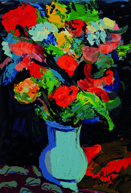 Ambrogiani, Pierre, 1907-1985, Bouquet, Farbholzstich auf Bütten, aus Les Heures Claires, um 1960, Druck Raymond Jacquet Paris, ca. 50x35cm