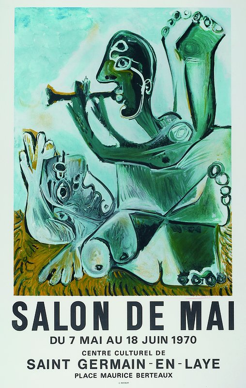 Picasso, Pablo, 1881 - 1973, Farblithographie, Salon de Mai, 1970, handsign., ca. 77x46cm, u.Gl., R.