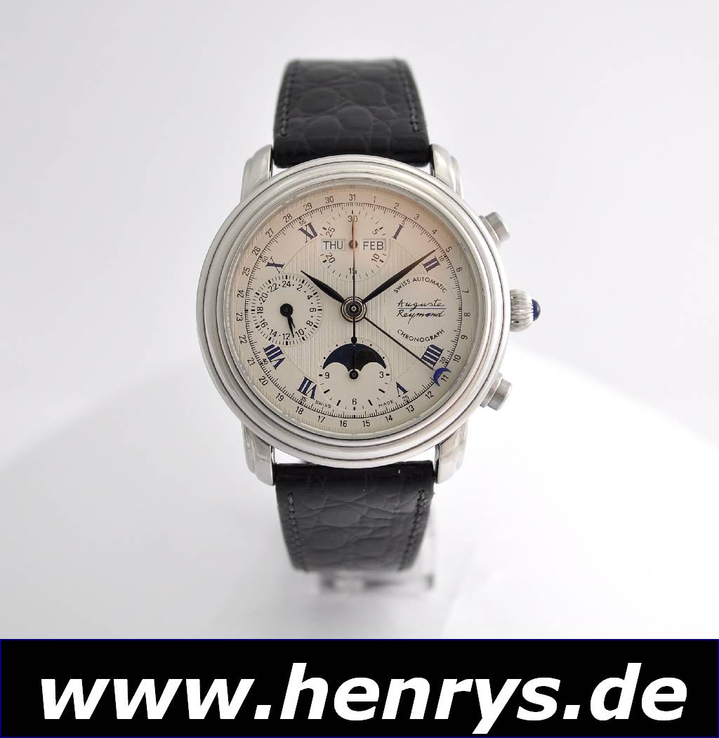 AUGUSTE REYMOND Armbandchronograph mit Kalender und Mondphase, Automatik, Schweiz um 2005, Metallgeh., beids. vergl., Schmuckkrone, Boden & Glasrand ...