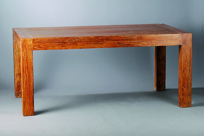 Tisch, Art-Deco, um 1930, schweres Tropenholz, gekalkt, sehr schönes Furnierbild, schwundrissig, ca. 76x170x100 cm