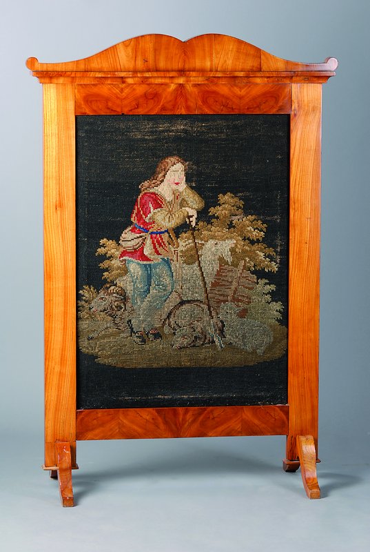 Stellschirm, Biedermeier, um 1840/50, Kirschbaum massiv, mit Gobelinbespannung 19. Jh., aufgearbeitet, ca. 129 x 87 cm