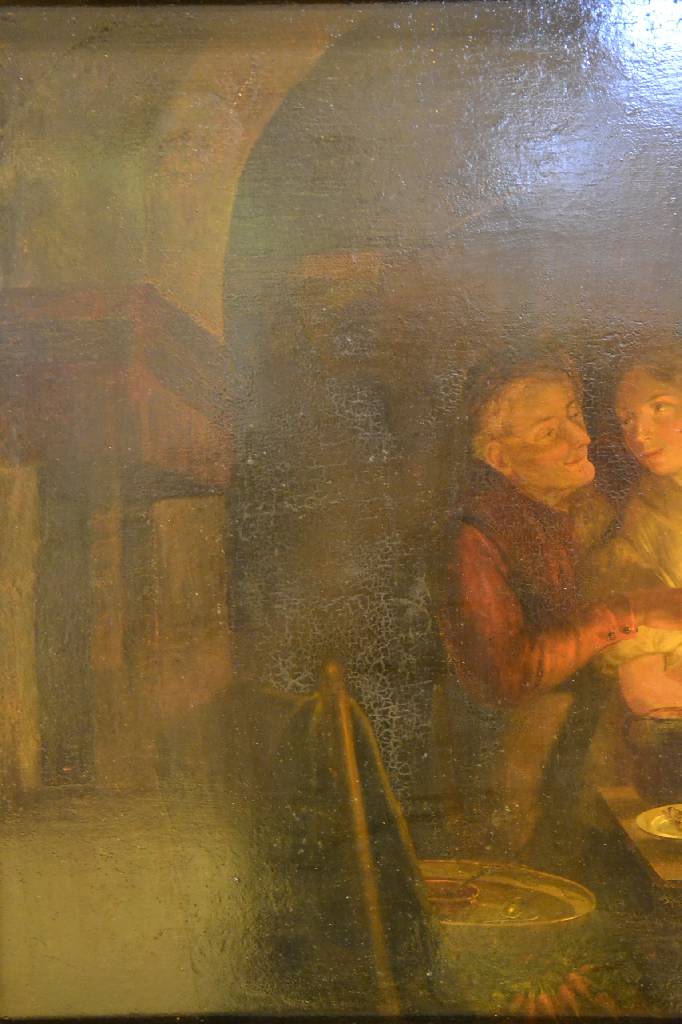 Detail b: Jan Hendrik van Grootvelt, 1808 Maurik (Gelderland) - 1855 Herzogenbusch, Schaffenszeit 1823-1855 Niederlande, hier: Kücheninterieur, Paar bei ...