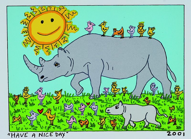 James Rizzi, 1950 New York - 2011, Have a nice day, Farblithographie von 2001 auf Bütten, Blattgrösse ca. 23x17cm, Motivgrösse ca. 16x12cm