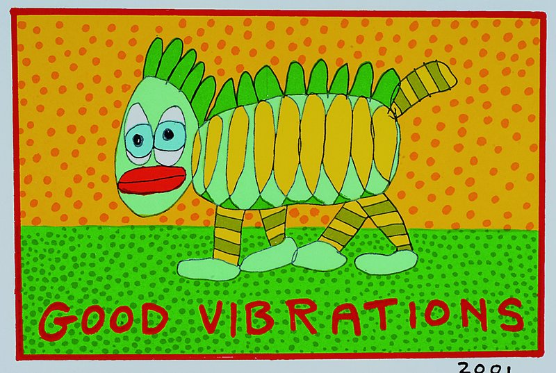 James Rizzi, 1950 New York -2011, Good vibration, Original Farblithographie von 2001 auf Bütten, Blattgrösse ca. 23x17cm, Motivgrösse ca. 15x10.5cm