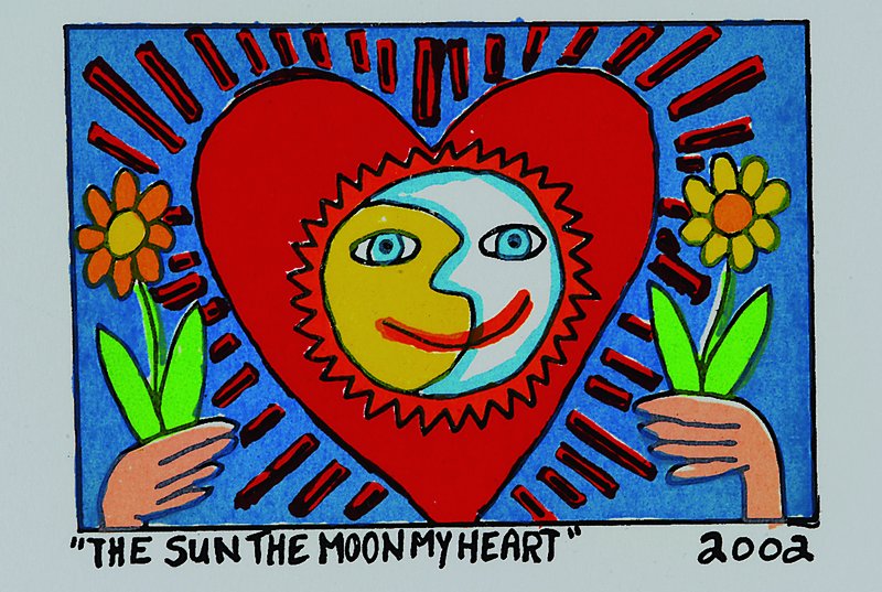Rizzi, James, 1950 New York - 2011, The sun the moon my heart, Original Farblithographie von 2002 auf Bütten, Blattgrösse ca. 15x12cm, Motivgrösse ...