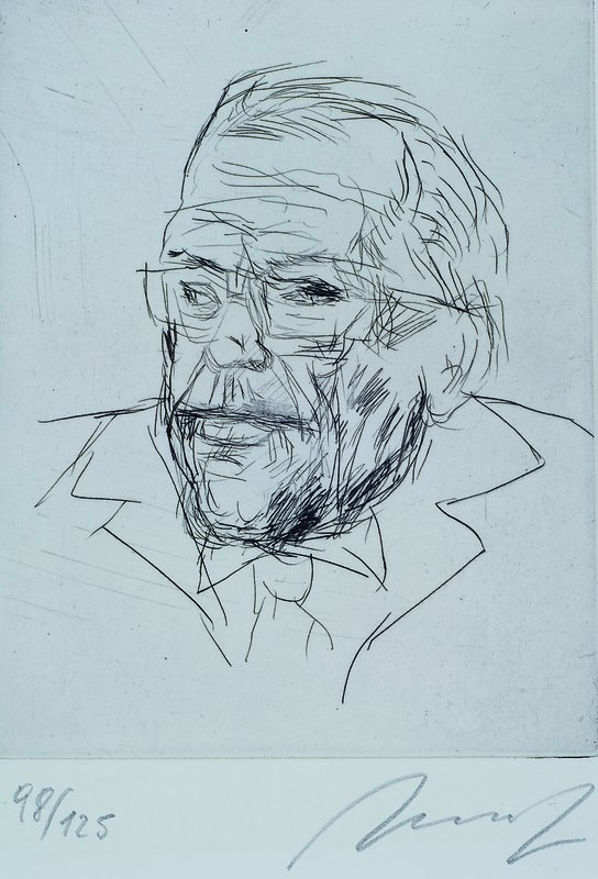 Alfred Hrdlicka, 1928-2009, Selbstportrait, Radierung, handsigniert, nummeriert 98/125, Passepartout, unter Glas gerahmt, ca. 14x19cm