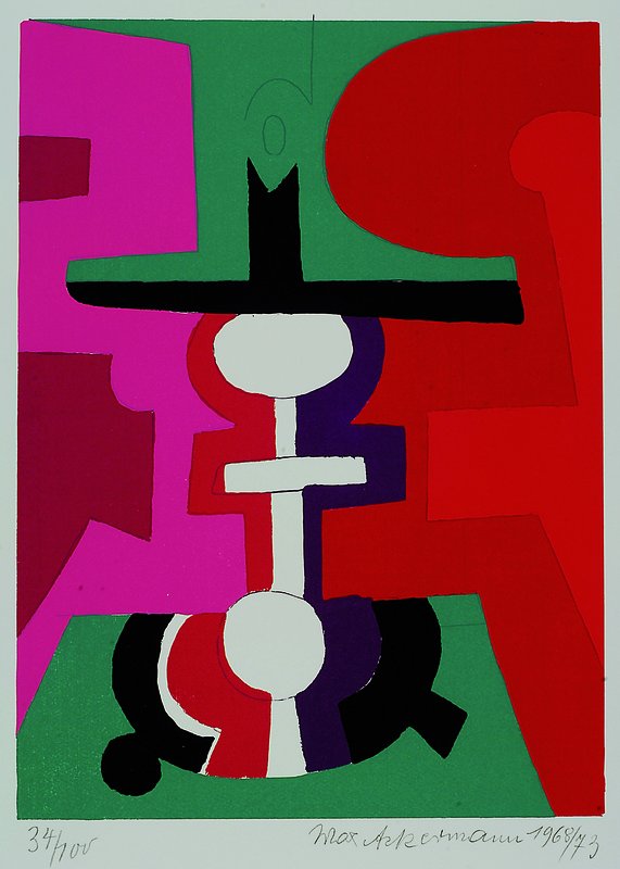 Ackermann, Max, 1887-1975, Farblithographie, handsigniert und datiert 1968/73, num. 34/100, ca. 33.5x34cm