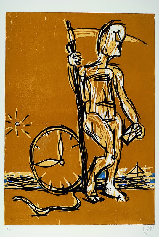 Lüpertz, Markus, geb. 1941, Zeitreise, Farbholzschnitt, handsigniert und num. 83/100, ca. 69x49cm