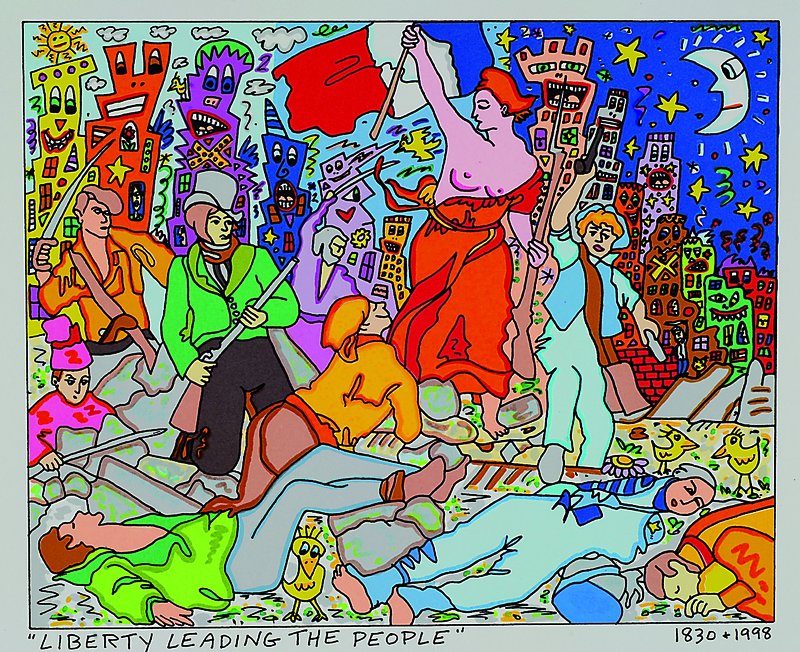 Rizzi, James, 1950-2011 New York, Liberty leading the people 1830+1998, Farblithografie , ca. 20x24cm
