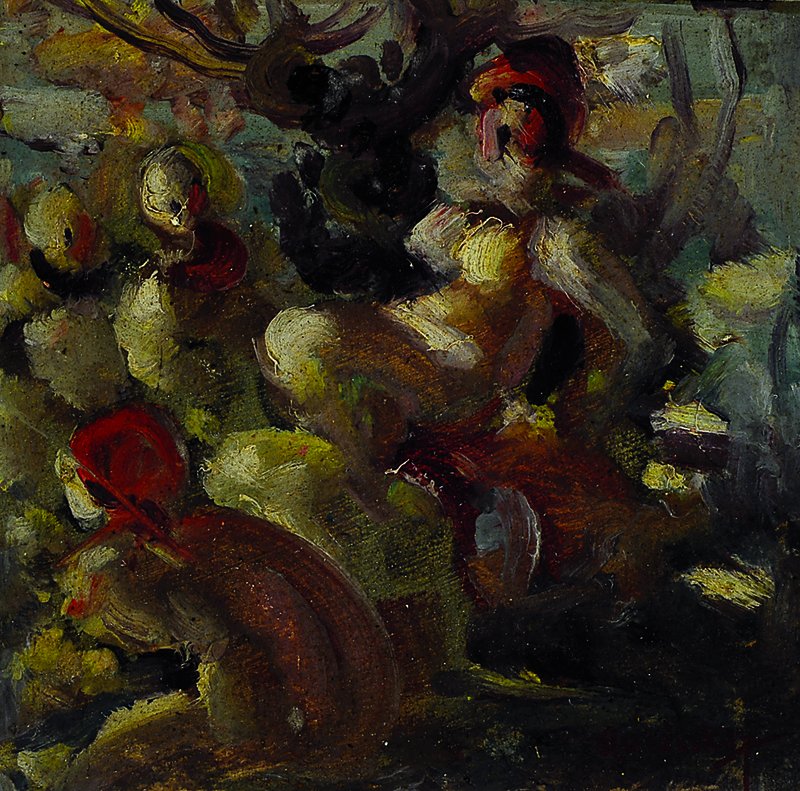 Ruzicskay, György, 1896 Szarvas/Ungarn - 1993, studierte in München, Paris und Rom, hier: weibliche Akte beim Bad, Öl/Karton, signiert, verso ...