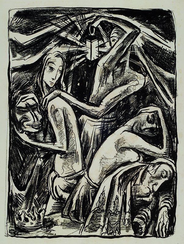 Hofer, Carl, 1878-1955, Lithographie, im Druck signiert, handsigniert,ca. 42x31cm, leicht fleckig