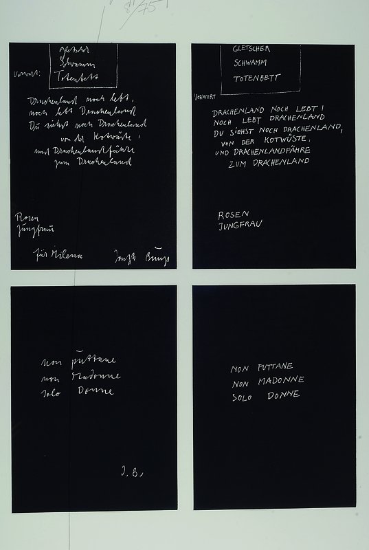Beuys, Joseph, 1921-1986, Gletscher-Schwamm-Totenbett, Offset von 1979, handsigniert und num. 8/75, Blattgr. ca. 99x70cm, unter Glas, Rahmen