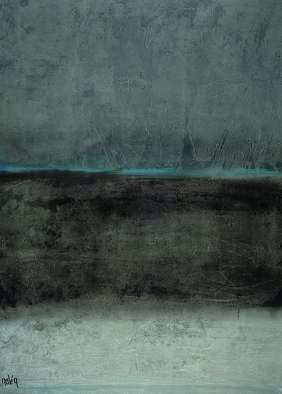 Gale, Gaston, zeitgen. belgischer Maler, Komposition in Grau und Blau, Öl/Malkarton, sign., ca. 100x73cm, R.