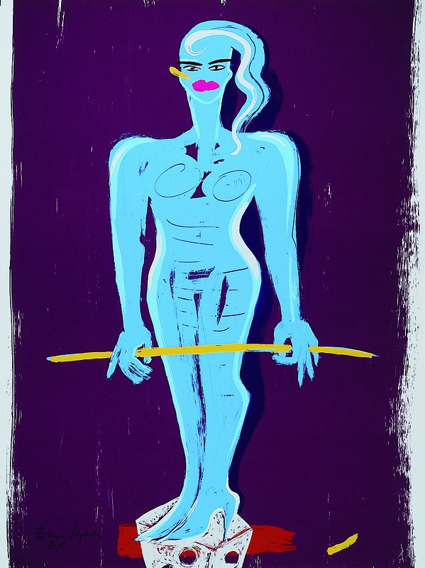Elvira Bach, geb. 1951, Stehende, Farbserigraphie, handsigniert und bezeichnet E.A., ca. 76x58cm