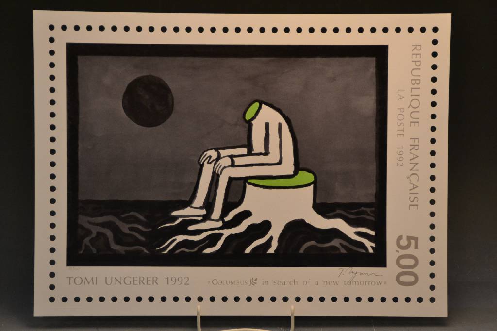 Der Straßburger Block: Tomi Ungerer, Jan Peter Tripp, R.E. Waydelich und Jean Remlinger, vier Arbeiten aus der Mappe Columbus, Artists United for ...