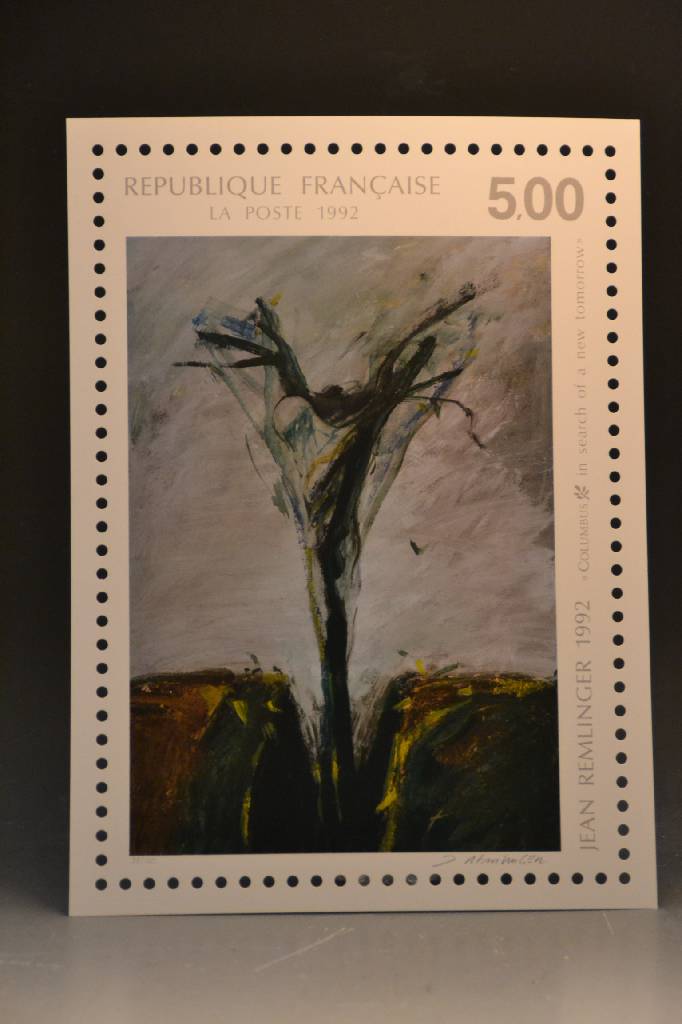 Detail a: Der Straßburger Block: Tomi Ungerer, Jan Peter Tripp, R.E. Waydelich und Jean Remlinger, vier Arbeiten aus der Mappe Columbus, Artists United for ...