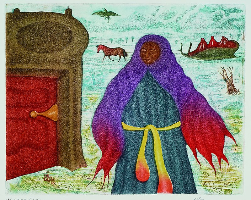 Arik Brauer, geb. 1929 Wien, Farbradierung aus: Chassidische Erzählungen, handsigniert und nummeriert 96/300, ca. 36x40cm