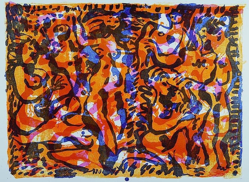 Rudi Baerwind, 1910-1982 Mannheim, Studium in München, Berlin und Paris, hier: Figuren, Farblithographie, handsigniert und nummeriert 37/50, ca. ...