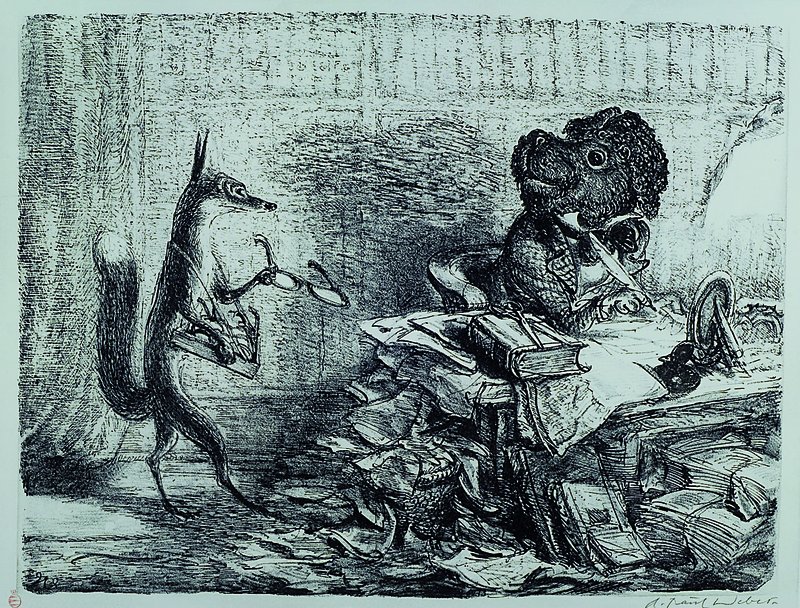 A.Paul Weber, 1883/93-1980, Litho, signiert, ca. 35 x 44 cm, unter Glas, Rahmen