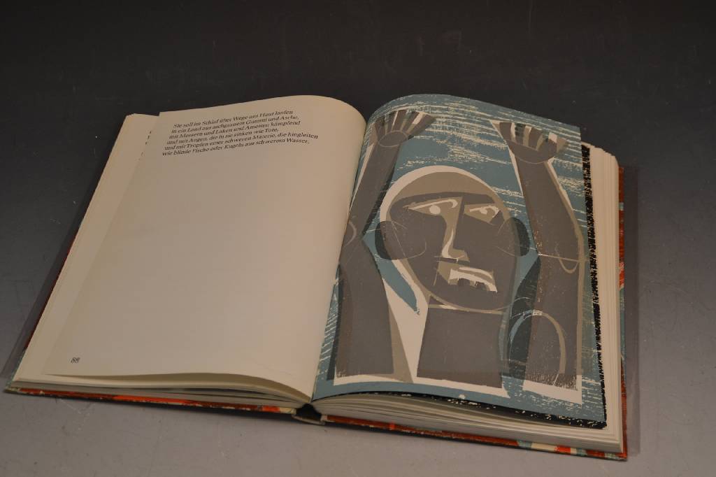 Detail a: HAP Grieshaber, 1909-1981, Farbholzschnitt, rechts unten mit Bleistift signiert, nicht nummeriert, Passepartout, unter Glas gerahmt, ca. 62x54cm, ...