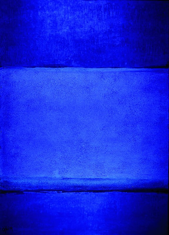 Gaston Galé, zeitgenössischer belgischer Künstler, abstrakte Komposition in blau und türkis, Öl/Lwd., links unten signiert, ca. 140x100cm