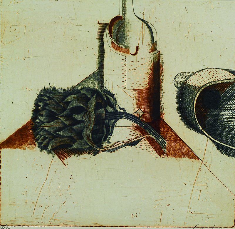 Unbekannter zeitgenössischer Künstler, Farbradierung, unleserlich signiert und nummeriert 68/90, ca. 27.5x28.5cm, unter Glas, Rahmen