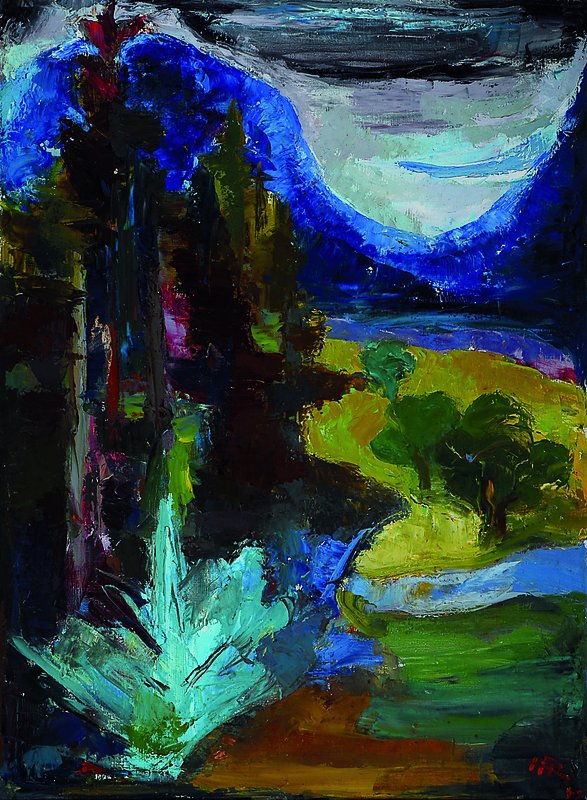 Hermann Alfred Raddatz, 1906 Liegnitz - 1962 Düsseldorf, abstrahierte Landschaft, Öl/Lwd (leicht beschädigt), monogrammiert und datiert (19)47, ...