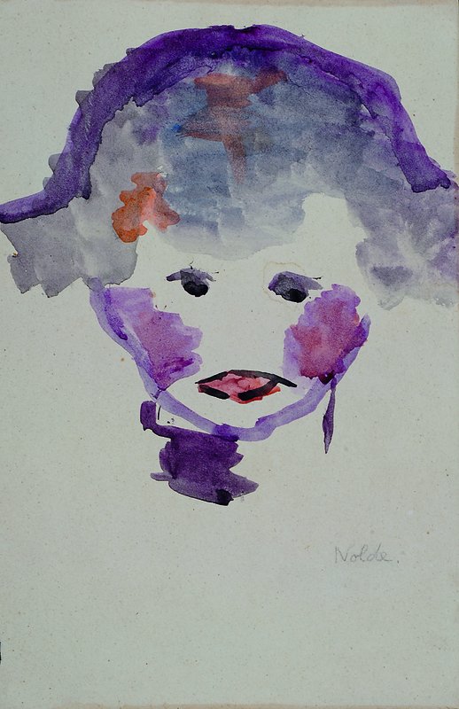 Emil Nolde, 1867-1956, Kopf, Aquarell auf Papier, rechts unten mit Bleistift handsigniert, Blattgröße ca. 23x 15cm, aus dem Nachlass der Jolanthe ...