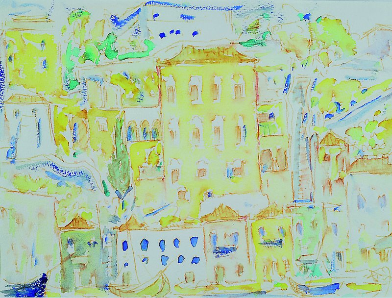 Zuschreibung: Spyridon Yiannaris, 1912-1997 südliche Stadtansicht, Aquarell/Papier, re.u. monogrammiert, rückseitig bezeichnet Spyros Yiannaris, ...