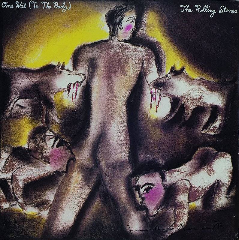 Francesco Clemente, geb. 1952, Vinyl-LP Rolling Stones: One Hit, USA 1989, Cover von Clemente gestaltet und handsigniert