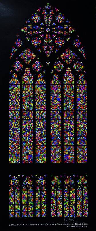 Gerhard Richter, geb. 1932, Entwurf für das Fenster des südlichen Querhauses im Kölner Dom, Farboffset von 2007, rechts unten mit Silberstift ...
