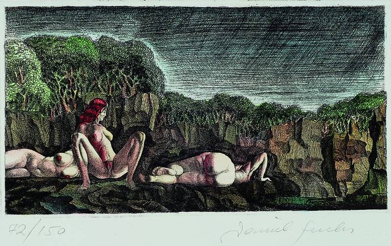 Daniel Friedemann Fuchs, geb. 1950, Studium an der Akademie der schönen Künste in München, hier: Wienerwald, Radierung, signiert und nummeriert ...