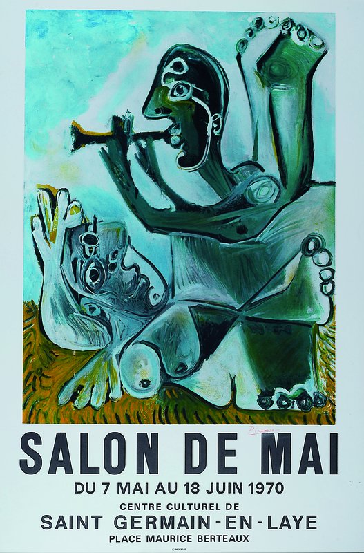 Pablo Picasso, 1881-1973, Farblithographie, Salon de Mai, 1970, handsigniert, unter Glas gerahmt, ca. 68x46cm