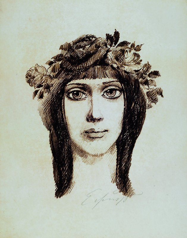 Prof. Ernst Fuchs, geb. 1930, Frauenkopf, Radierung, handsigniert, ca. 54x37 cm