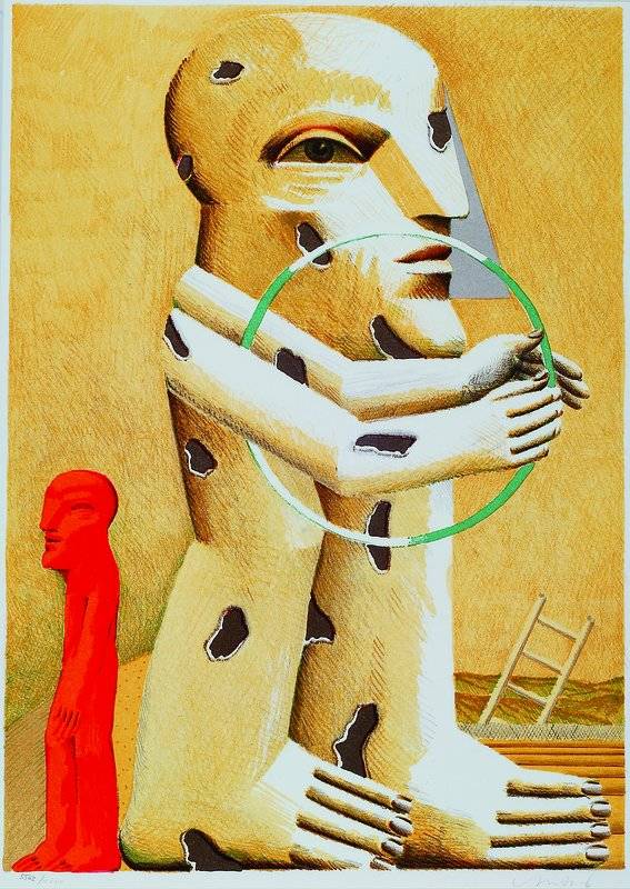 Horst Antes, geb. 1936, Kopffüssler, Farblithographie, handsigniert, ca. 41x30 cm, R.
