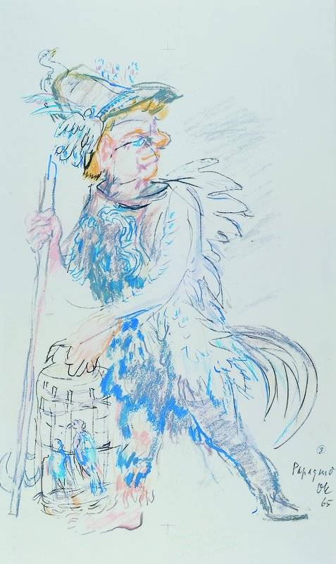 Oskar Kokoschka, 1886-1980, Papageno, Offsetdruck, handsigniert, ca. 68x41,5 cm, unter Glas gerahmt