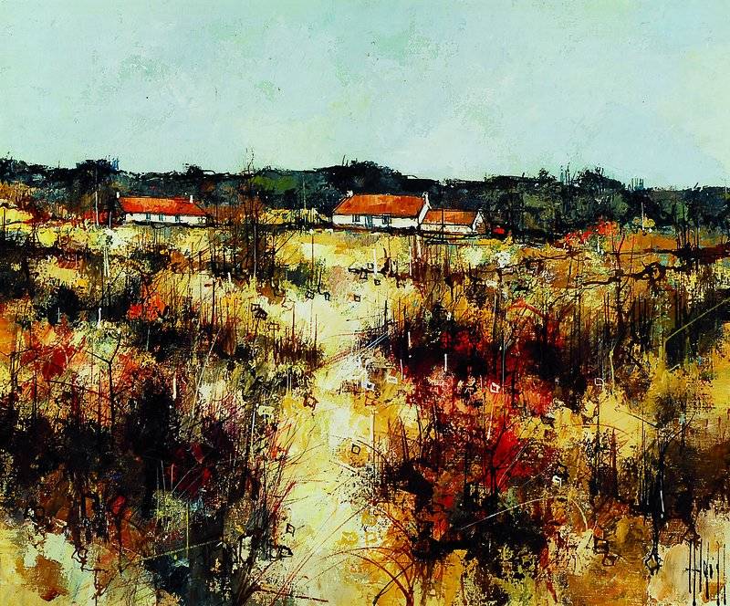 Aldo Paolucci, 1941-2002, Landschaft in der Bretagne, Öl/Lwd, signiert, ca. 50x60cm, Rahmen
