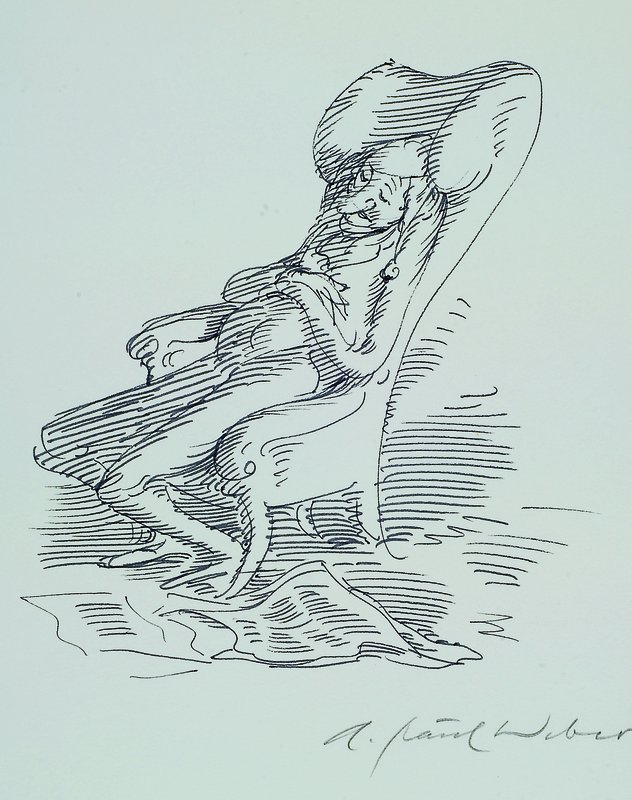 A. Paul Weber, Arnstadt 1893-1980 Schretstaken, Federzeichnung, rechts unten signiert, ca. 22x18,4 cm