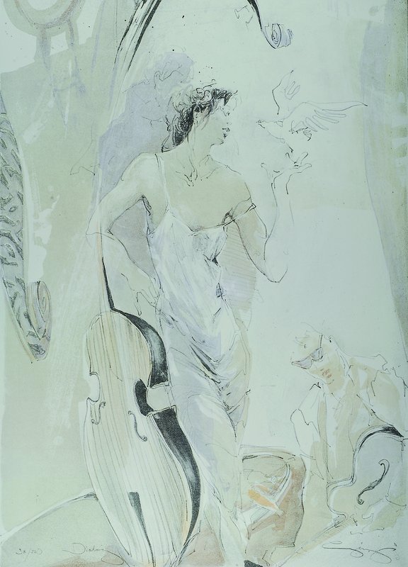 Jürgen Görg, geb. 1951 Dernbach, Farblithografie, Dialog, handsigniert und num.38/220, ca. 71,5x51,5 cm