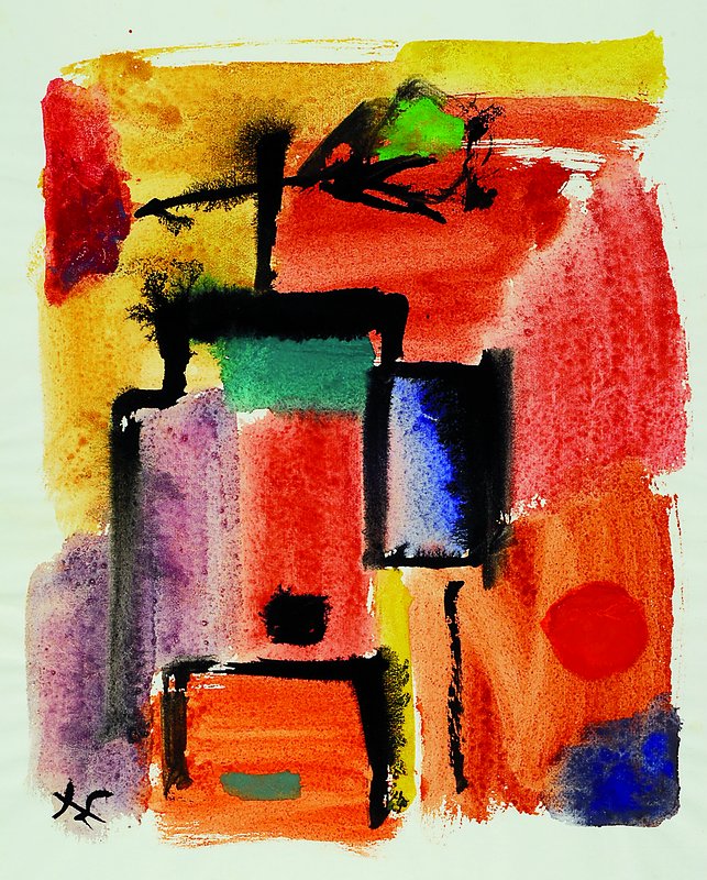 Walter Höfner, 1903-1976, emigriert 1934 von München nach Jugoslawien, 1949 zurück nach Deutschland, hier: vier Aquarelle, abstrakte Komposition, ...