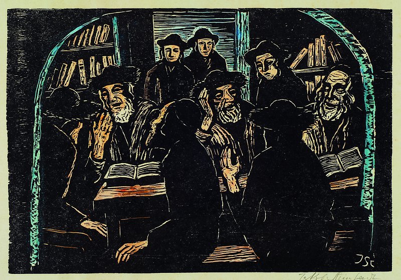 Jakob Steinhardt, 1887-1968, Holzschnitt, teil koloriert, in der Platte monogrammiert, rechts unten handsigniert, ca. 24x35cm, unter Glas, Rahmen