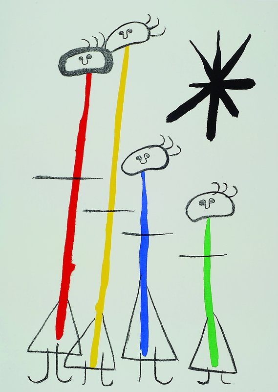 Joan Miro, 1893- 1983, 2 Farblithographien, Komposition, aus Les sculptures de Miro, Mourlot, Maeght, Paris 1970, ca. 38x56 cm, Parler seul, Arte, ...