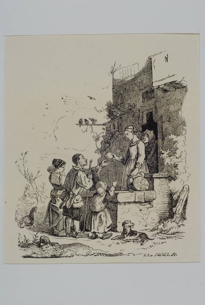 Adrian Ludwig Richter, 1803 Dresden -1884, 14 Holzstiche u.a. Nussknacker, alle um 1860, im Passepartout, bis ca. 9x13cm