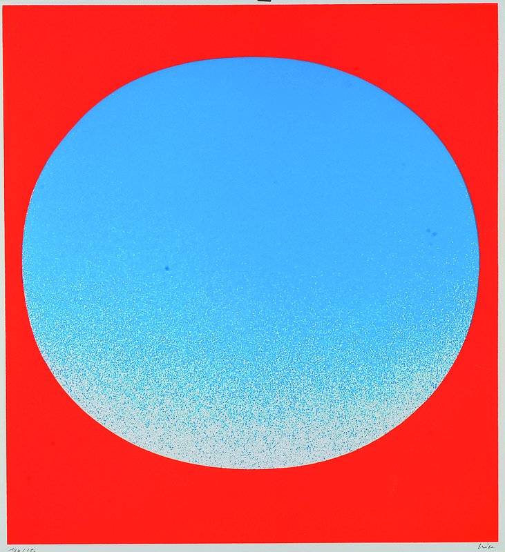 Rupprecht Geiger, 1908-2009, Neon-Blau, Farbserigraphie, 130/150, rechts unten signiert, ca. 42,5x38,5 cm