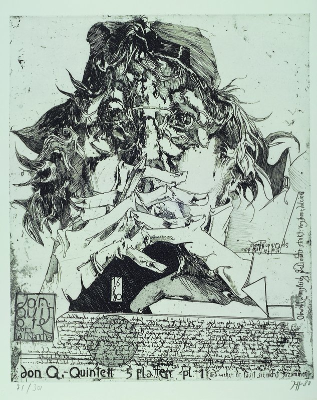 Horst Janssen, 1929-1995, Don Quijote, Radierung, 71/300, rechts unten handsign. und dat. 80, ca. 60,5x50 cm