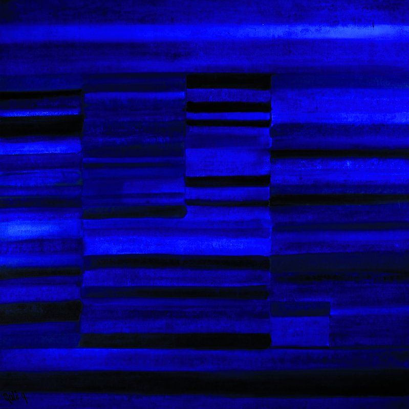 Gaston Galé, zeitgenössischer belgischer Künstler,, Komposition in blau und schwarz, Öl/Lwd, links unten signiert, ca. 100x100 cm