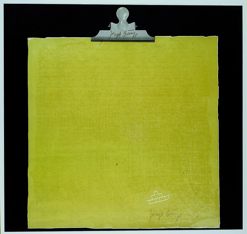 Joseph Beuys, 1921-1986, Phosphor Schlitten, Farboffset, handsigniert, ca. 63x55 cm, unter Glas, Rahmen